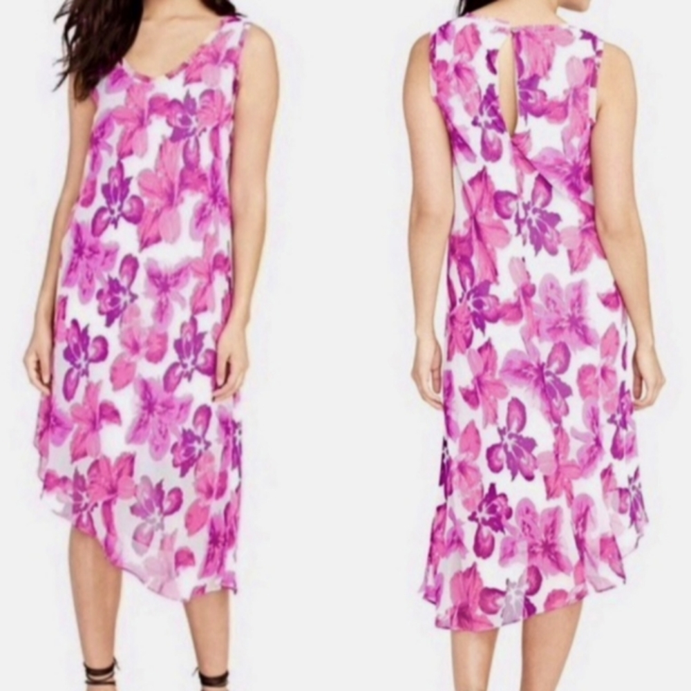 SOLD RACHEL ROY Purple Floral Asymmetrical Dress Size Small EUC